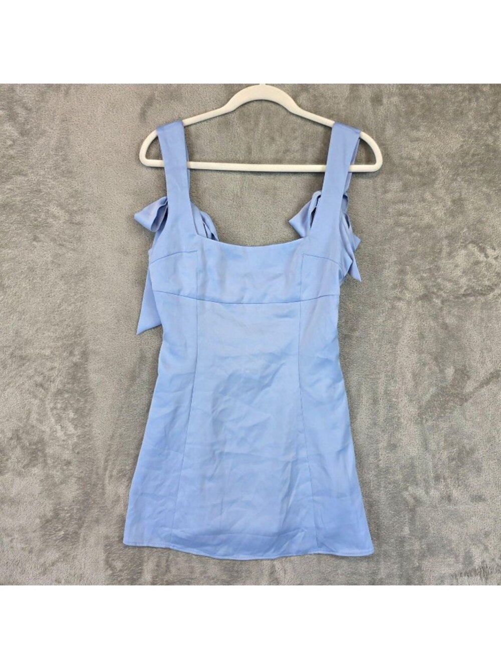 Urban Outfitters Dress Womens M Blue Square Neck Bow Strap Satin Mini Sundress